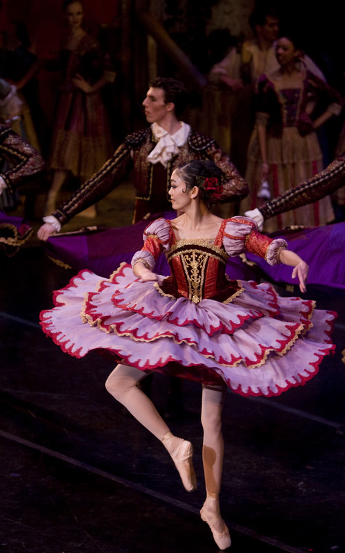 Kim Raff | The Salt Lake Tribune
Sayaka Ohtaki, playing Kitri, dances during Act 1 during a dress rehearsal for Ballet West's 