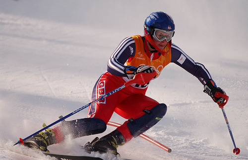 Francisco Kjolseth | Tribune file photo
Skier Chimene Alcott of Great Britain races toward the finish of her first slalom run during the women's combined at Snowbasin.