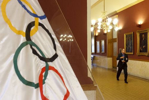 Trent Nelson  |  The Salt Lake Tribune
Olympian Jim Shea leaves the first meeting of the new Olympic Exploratory Committee Thursday, February 16, 2012 in Salt Lake City, Utah.