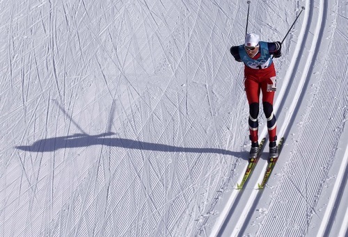 Trent Nelson | Tribune file photo
Norway's Frode Estil skis during the men's cross country relay at Soldier Hollow, where the Norweigans took gold ahead of Italy and Germany.