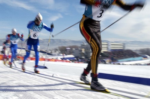 Trent Nelson | Tribune file photo
Germany's Andreas Schluetter, right, leads Italy's Giorgio de Centa and others during the men's cross country relay at Soldier Hollow. The Germans wound up third, behind Norway and Italy.