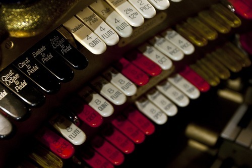 Chris Detrick  |  The Salt Lake Tribune
Some of the stops on the 2,400-pipe Wurlitzer organ at the Edison Street Organ Loft. The organ was built in 1926 and has been in the family business since 1946. The Organ Loft hosts banquets, receptions and shows silent movies.