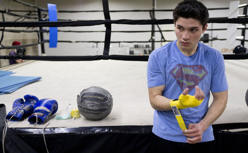 Trent Nelson  |  The Salt Lake Tribune
Danny Galloway is a 16-year-old boxer who is the best, among all ages, in the state. Galloway was photographed working out at Fight For Your Life, a boxing and fitness gym Thursday, February 23, 2012 in Salt Lake City, Utah.