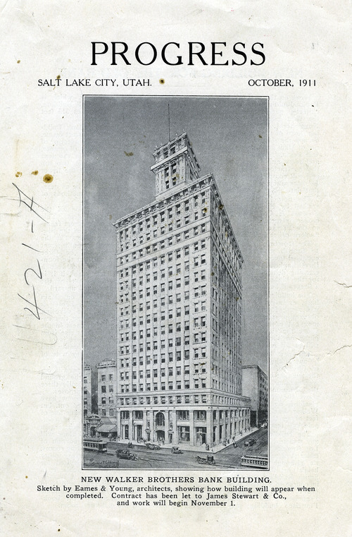 Tribune file photo

An artist's rendering published in October, 1911, shows Walker Bank before construction began on it in November of that year. An article accompanying the rendering described the bank as 