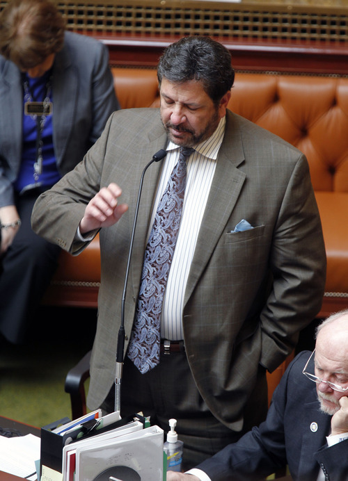 Al Hartmann  |  The Salt Lake Tribune
Rep. Mark Wheatley, D-Murray, speaks publicly for the first time about the suicide of his son as he calls for support of HB501, providing prevention training for teachers. The bill passed 65-4.