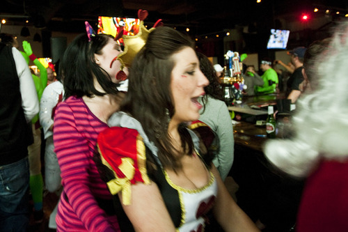 Chris Detrick  |  The Salt Lake Tribune
Participants dance at Maxwell's East Coast Eatery during the 5th Annual Salt Lake City Urban Iditarod Saturday March 3, 2012. Teams of 