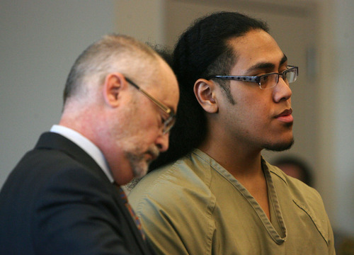 Steve Griffin  |  The Salt Lake Tribune

Hunter Farani listens to Judge William Barrett during a change of plea hearing at the Matheson Courthouse in Salt Lake City, Utah  Thursday, March 8, 2012.  Farani plead guilty to two counts of aggravated kidnapping and one count of aggravated murder for the murder of 18-year-old JoJo Lee Brandstatt in 2009.  Farani was barely 14 when he shot Brandstatt for wearing the color of a rival gang. Farani's attorney Richard Van Wagoner is at left.