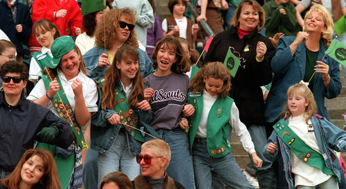 Tribune file photo

Utah Girl Scouts both young and old gather at the state capitol steps to celebrate 85 years of Girl Scouting in 1997.