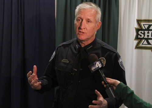Rick Egan  | The Salt Lake Tribune 

Salt Lake County Sheriff James Winder talks about how he helped negotiate with the mother who took and eventually returned her daughter in the Amber Alert yesterday. Saturday, March 10, 2012.