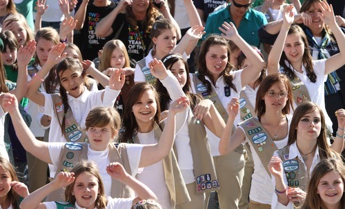 Rick Egan  | The Salt Lake Tribune 

More than 1,500 Girl Scouts, their families, friends, showed up at the Capitol to celebrate the Girl Scouts' history by singing songs, performing a 