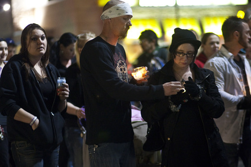 Chris Detrick  |  The Salt Lake Tribune
Community members, friends and family members attend a candlelight vigil for Ambrosia Amalathithada at State Street and Kensington Avenue Friday March 16, 2012.  Amalathithada was killed in the crosswalk on Wednesday afternoon on her way home from school with her mom.
