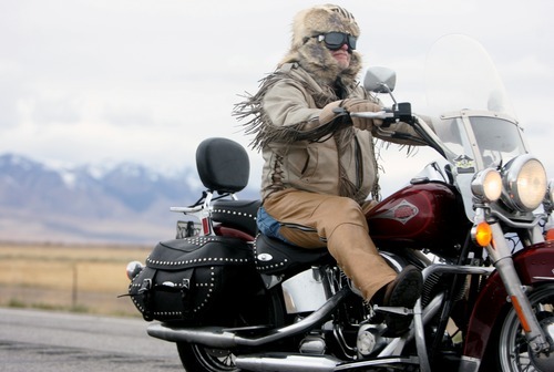 Kim Raff  |  The Salt Lake Tribune
Terry Tuke drives the final leg after making a pit stop Sunday at the Miller Motorsports Park in Grantsville during the 35th annual Polar Bear Ride to celebrate the 70th anniversary of the Salt Lake  Motorcycle Club.