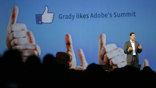 Francisco Kjolseth  |  The Salt Lake Tribune
Grady Burnett, vice president of Global Sales and Operations at Facebook, joins the speaker line-up at Adobe Systems' digital marketing summit at the Calvin L. Rampton Salt Palace Convention Center on Wednesday.