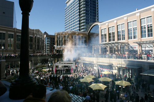 Steve Griffin  |  The Salt Lake Tribune

 
Fireworks shoot from the stage after dignitaries cut the ribbon to officially open the City Creek Center grand opening in Salt Lake City on Thursday, March 22, 2012.