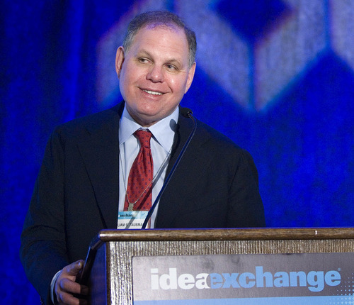 Paul Fraughton | The Salt Lake Tribune.
William Taubman, chief operating officer of Taubman Centers Inc., who own and operate the new City Creek Center, speaking at the 2012 Mountain States Idea Exchange in Salt Lake City. 
 Friday, March 23, 2012