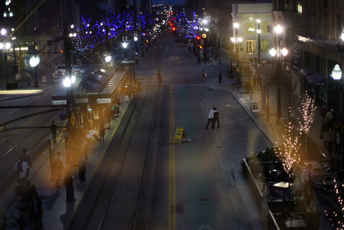 Kim Raff | The Salt Lake Tribune
The view of Main Street from the City Creek bridge during a festival that closed Main Street to traffic in Salt Lake City, Utah on March 23, 2012.
