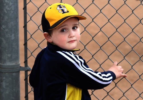 Rick Egan  | The Salt Lake Tribune 

Four-year-old Crew Jeppsen, at the baseball park in South Jordan, at his brother Baylor's  baseball game Wednesday, March 28, 2012. Crew has autism.