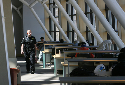 Steve Griffin/The Salt Lake Tribune


Shaun Cross, a CBI Security officer, keeps an eye on things at the Salt Lake City Main Library in Salt Lake City Tuesday April 3, 2012. CBI handles the security needs at the library.
