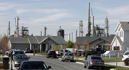 Steve Grifffin  |  The Salt Lake Tribune
The Silver Eagel Refinery can be seen from this Woods Cross neighborhood. The 2009 explosion at the refinery caused damage to many homes and the shock wave was felt as far away as Farmington.
