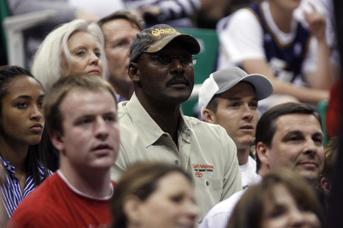 Chris Detrick  |  The Salt Lake Tribune
Karl Malone watches during the second half of the game at EnergySolutions Arena Wednesday April 4, 2012. Phoenix won the game 107-105.