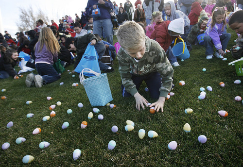 Tribune file photo
Easter egg hunts are planned throughout northern Utah. This one took place at the Bees ballpark in Salt Lake City in 2009.