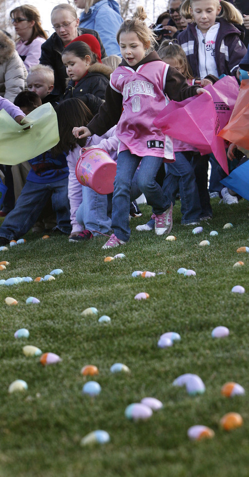 Tribune file photo
Easter egg hunts are planned throughout northern Utah. This one took place at the Bees ballpark in Salt Lake City in 2009.