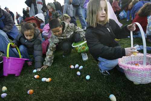 Tribune file photo
Easter egg hunts are planned throughout northern Utah. This one took place at the Bees ballpark in Salt Lake City in 2009.