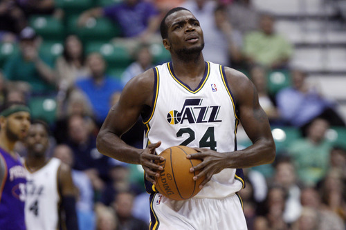 Chris Detrick  |  The Salt Lake Tribune
Utah Jazz power forward Paul Millsap (24) during the second quarter of the game at EnergySolutions Arena Wednesday April 4, 2012. At half time, Phoenix is winning the game 58-56.