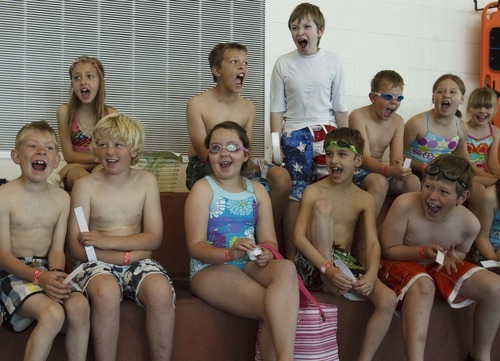 Leah Hogsten  |  The Salt Lake Tribune
Kids scream that they're ready to hit the water and dive for Easter eggs Saturday at Clearfield Aquatic Center's Easter Egg Dive.