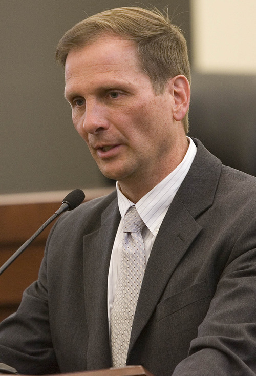 Paul Fraughton | The Salt Lake Tribune.
Chris Stewart, candidate for the second congressional district at a debate held in the North Salt Lake Council Chambers
 Monday, April 9, 2012