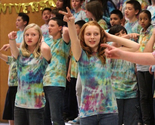 Rick Egan  | The Salt Lake Tribune 

Sixth-grade students sing the Jackson Five's 