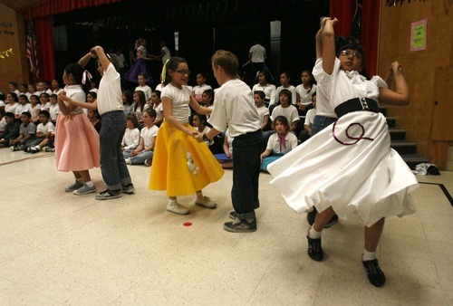 Rick Egan  | The Salt Lake Tribune 

Fifth-grade students dance to 