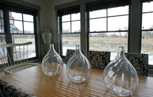 Al Hartmann  |  The Salt Lake Tribune
The dining room has a view out to fields and the Provo River in Vicki and William Naggy's new $2 million dollar grand prize HGTV Dream Home in Midway.