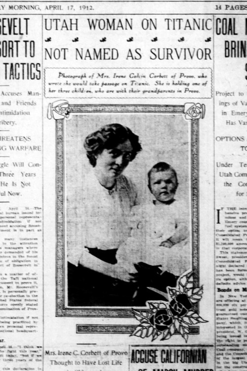 Tribune file photo

This article about Provo's Irene Corbett dying on the Titanic ran in The Salt Lake Tribune on April 17, 1912.