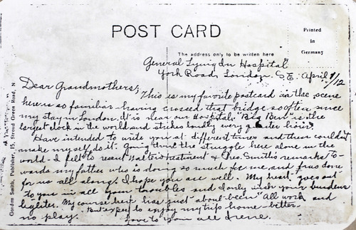 Al Hartmann  |  The Salt Lake Tribune
Irene Corbett, who was returning from midwife-nursing training in England, was the only Utahn who died on the Titanic. This is a postcard she sent on April 1, 1912, to her grandmothers in Utah before sailing.  
Photo courtesy of Don Corbett