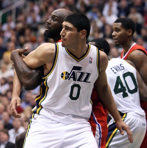 Steve Griffin  |  The Salt Lake Tribune


Utah's Enes Kanter boxes Reggie Evans, of the Clippers, as the Jazz pull away during second half action of the Utah Jazz versus Los Angeles Clippers game at EnergySolutions Arean in Salt Lake City, Utah  Tuesday, January 17, 2012.