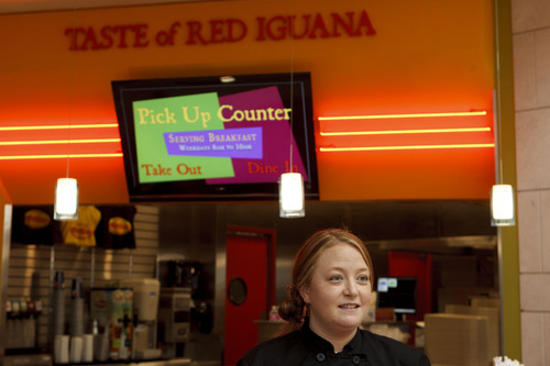Trent Nelson  |  The Salt Lake Tribune
Taste of Red Iguana Manager Kate Lubing shares her perspectives Tuesday on consumer attitudes, comparing business since the location's opening last year at City Creek Center in downtown Salt Lake City.