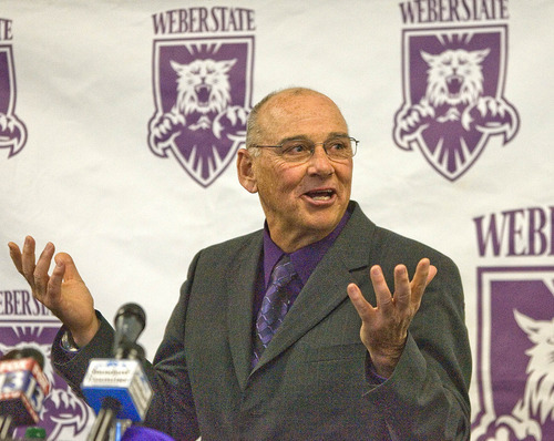 Paul Fraughton | The Salt Lake Tribune
John L. Smith talks to Weber State supporters and members of the press at his introduction as Weber State's new head football coach.
  Tuesday, December 6, 2011