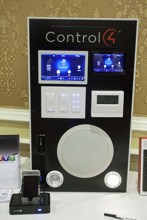 Chris Detrick  |  The Salt Lake Tribune
Products from Control4 is displayed during the Utah Genius Awards at the Little America Hotel Wednesday April 25, 2012.