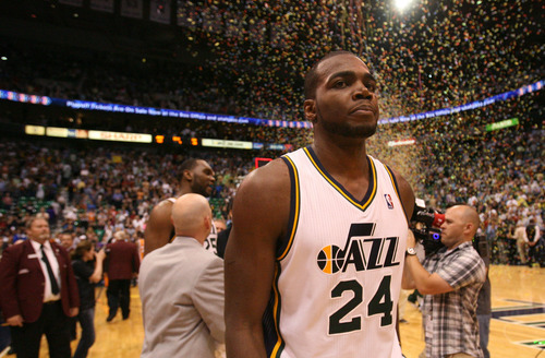 Steve Griffin/The Salt Lake Tribune


Utah's Paul Millsap walks off the court after the Jazz make the playoffs with a victory over the Suns at EnergySolutions Arena in Salt Lake City on Tuesday, April 24, 2012.