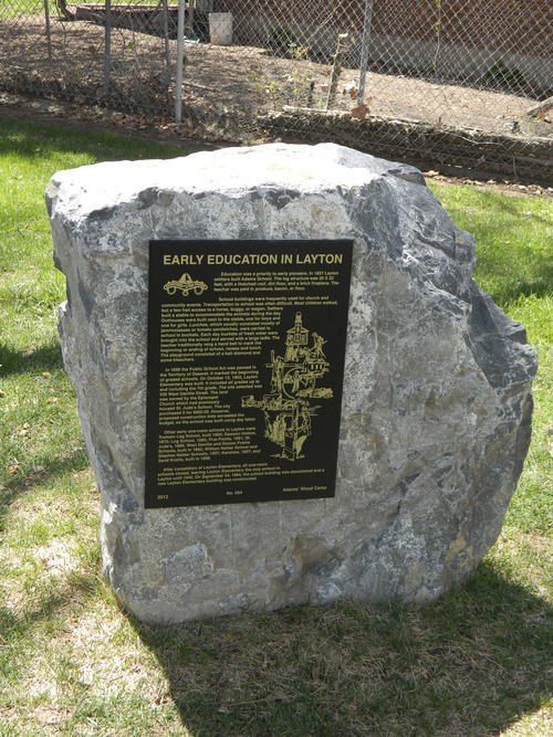 The plaque installed at Layton Elementary School to honor early education in the city. Credit: Carol Lindsay/Special to The Tribune