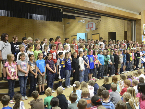 Fourth graders at Layton Elementary School perform at an assembly honoring the schools in Layton's early history. 
Carol Lindsay/Special to The Tribune