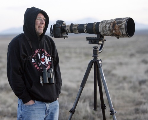 Rick Egan  | The Salt Lake Tribune 

Rich Vial traveled from Oregon to photograph the Gunnison sage grouse, on a lek near Monticello, Utah, March, 31, 2012.