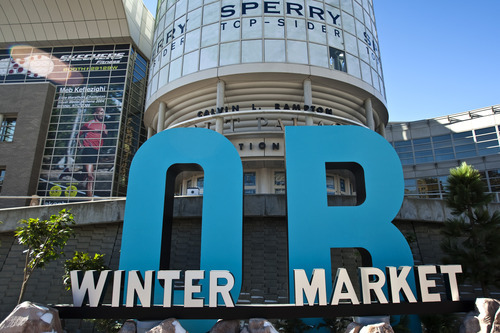 Chris Detrick  |  The Salt Lake Tribune
Preparations continue at the Calvin L. Rampton Salt Palace Convention Center for the 2012 Outdoor Retailer Winter Market Tuesday January 17, 2012.