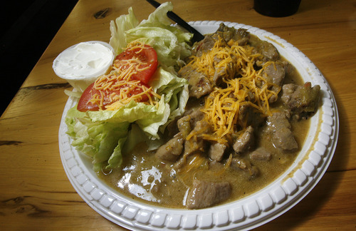 Scott Sommerdorf  |  The Salt Lake Tribune             
The chili verde at Pop On Over Cafe in South Jordan.