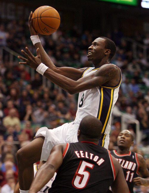 Tribune file photo
Utah Jazz forward Josh Howard drives to the basket during a game against the Portland Trail Blazers in Salt Lake City on Wednesday, Dec. 21, 2011.