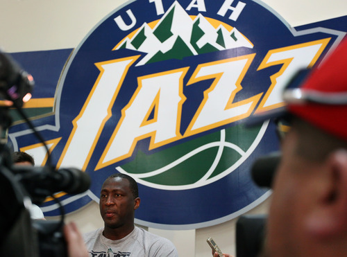 Lennie Mahler  |  The Salt Lake Tribune
Jazz head coach Tyrone Corbin speaks to the media during an open practice at the Zions Bank Basketball Center on Sunday, May 6, 2012.