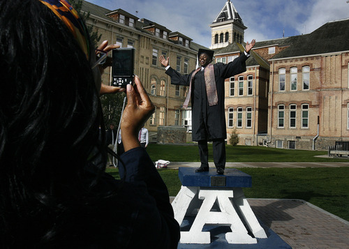 Scott Sommerdorf  |  The Salt Lake Tribune             
USU Journalism student Dexter Summers poses on the Utah State 