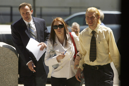 Francisco Kjolseth  |  The Salt Lake Tribune
Shannon Price, center, ex-wife of child actor Gary Coleman appears in Fourth District Court in Provo, UT, on Monday, May 7, 2012, for the start of a two-day hearing over Coleman's estate. At left is Shannon's attorney Todd Bradford and her brother Sam Price.