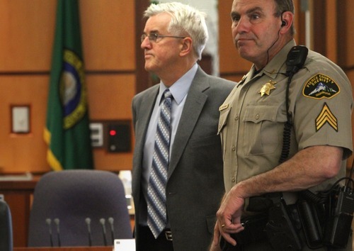 Rick Egan  | The Salt Lake Tribune 

Steve Powell appears in court for jury selection, in the Pierce County Superior Court, in Tacoma, Washington,  Monday, May 7, 2012.   Powell is the father-in-law of missing West Valley City woman Susan Powell. Judge Ronald E. Culpepper is presiding over the estimated eight-day trial on voyeurism and pornography charges.